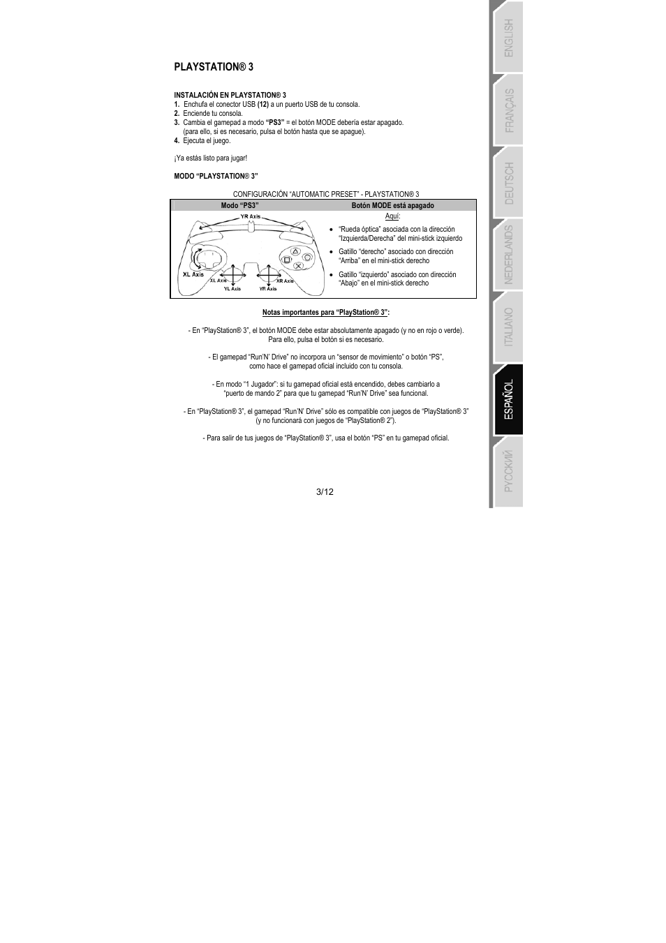 Playstation® 3 | Thrustmaster Run'N' Drive 3-in-1 Rumble Force User Manual | Page 64 / 85