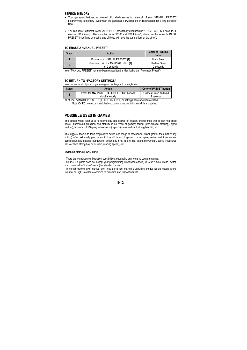 Possible uses in games | Thrustmaster Run'N' Drive 3-in-1 Rumble Force User Manual | Page 9 / 85
