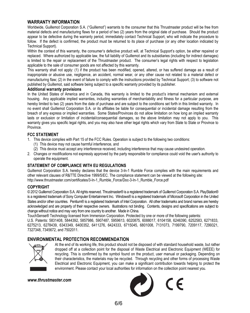 Thrustmaster T-Wireless 3-in-1 Rumble Force User Manual | Page 7 / 50