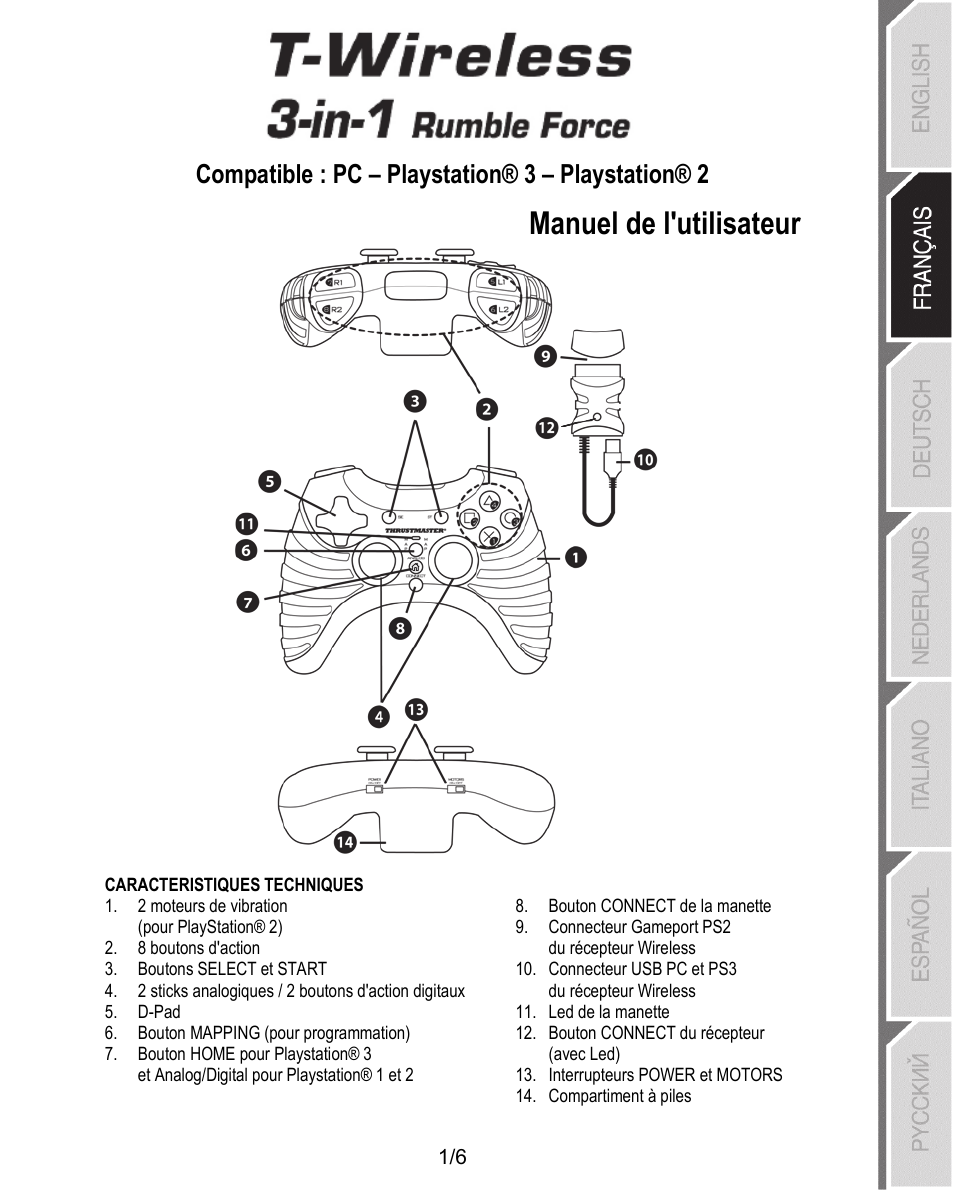 02_fra_t-wireless 3-in-1_rumble_force_5090601, Manuel de l'utilisateur, Compatible : pc – playstation® 3 – playstation® 2 | Thrustmaster T-Wireless 3-in-1 Rumble Force User Manual | Page 8 / 50