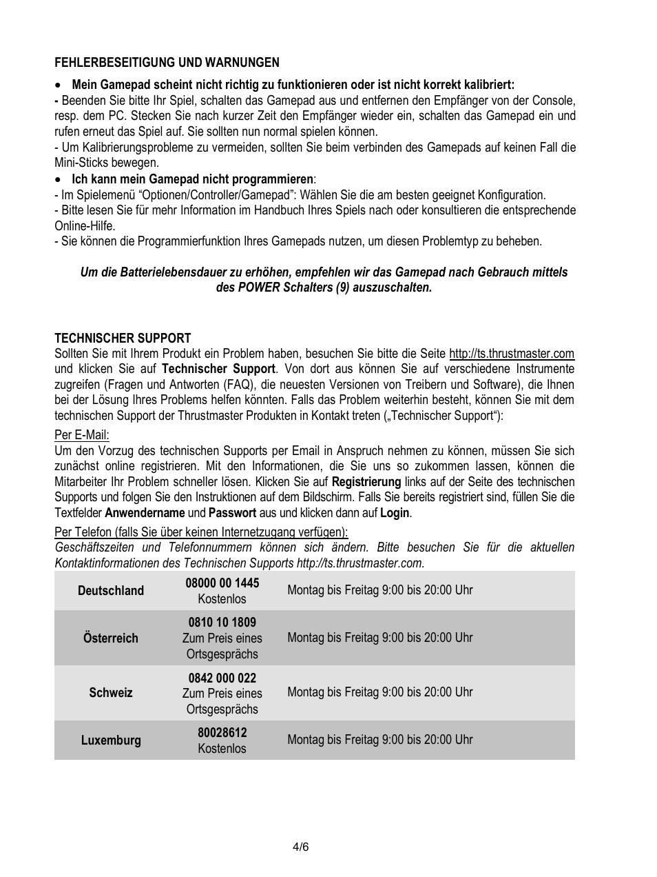 Fehlerbeseitigung und warnungen | Thrustmaster T-Wireless Black User Manual | Page 17 / 73