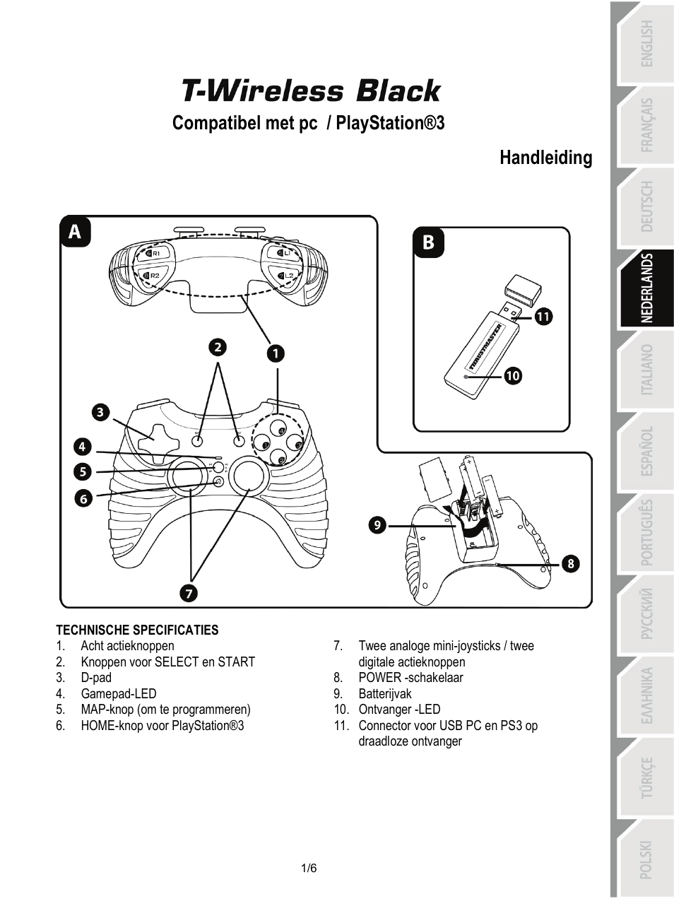 04_ned-t-wireless_black, Handleiding, Compatibel met pc / playstation®3 | Thrustmaster T-Wireless Black User Manual | Page 20 / 73