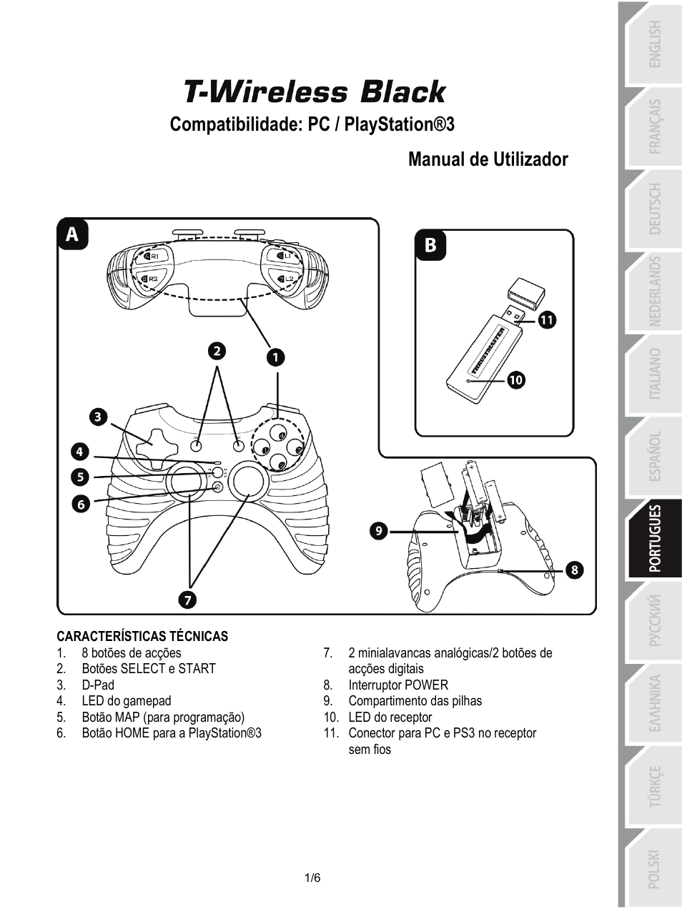 07_por-t-wireless_black, Manual do utizador | Thrustmaster T-Wireless Black User Manual | Page 38 / 73