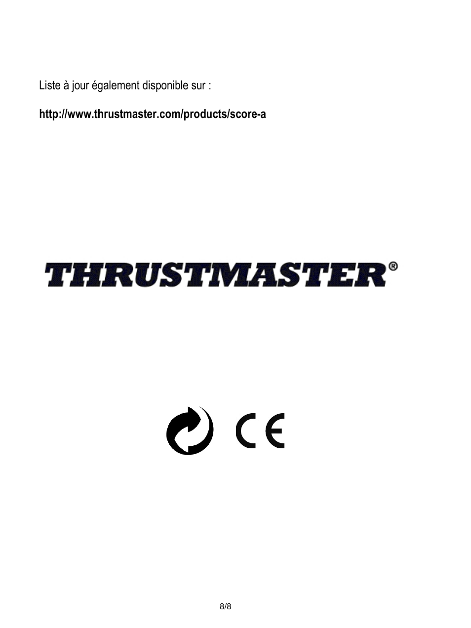 Liste à jour également disponible sur, Http://www.thrustmaster.com/products/score-a | Thrustmaster Score-A User Manual | Page 17 / 97