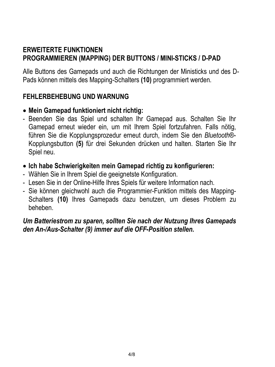 Erweiterte funktionen, Fehlerbehebung und warnung, Mein gamepad funktioniert nicht richtig | Thrustmaster Score-A User Manual | Page 21 / 97