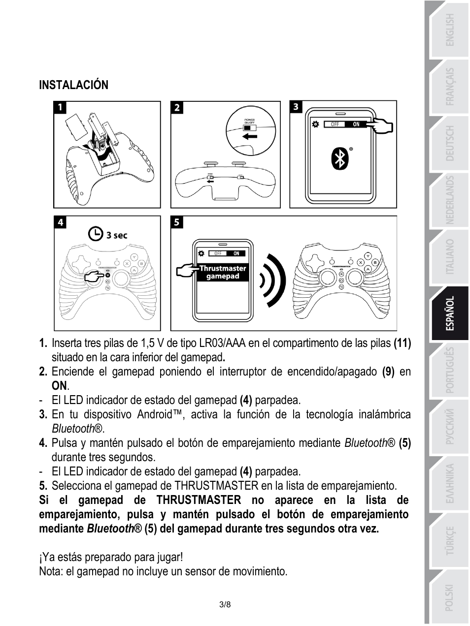 Instalación, Ya estás preparado para jugar | Thrustmaster Score-A User Manual | Page 44 / 97