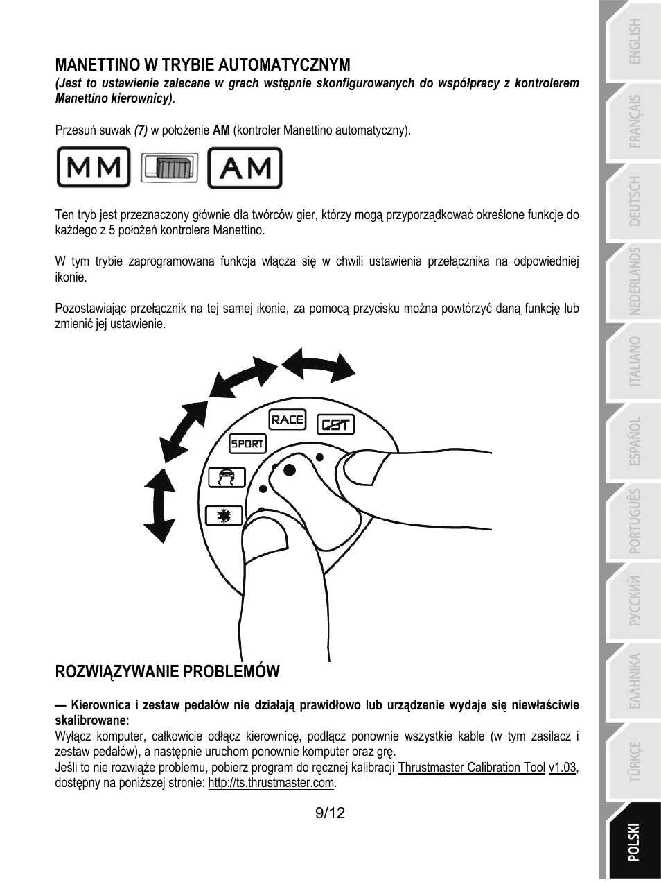 Manettino w trybie automatycznym, Rozwiązywanie problemów | Thrustmaster F430 FFB User Manual | Page 130 / 147