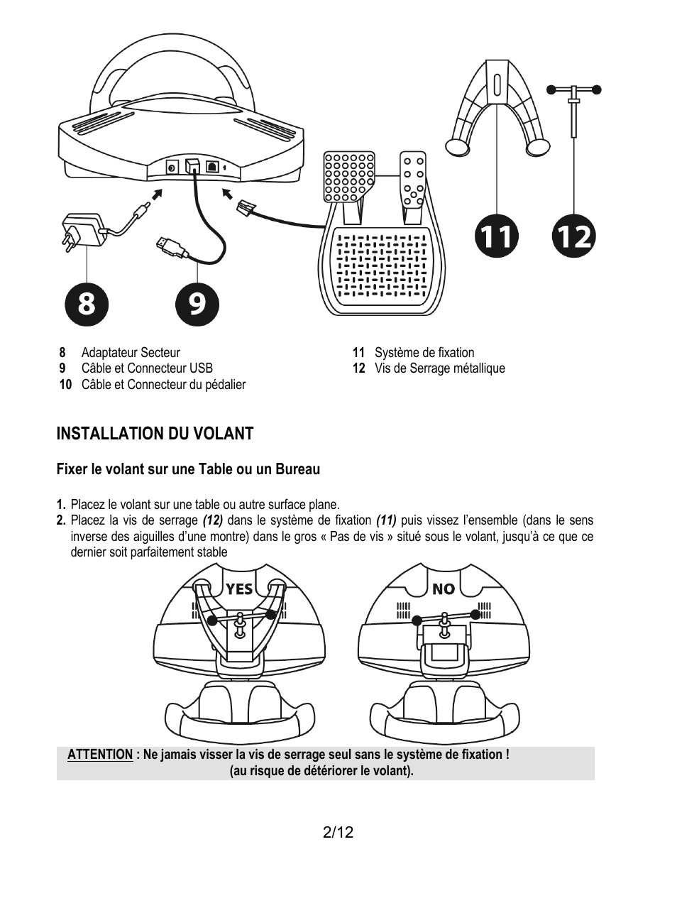 Installation du volant | Thrustmaster F430 FFB User Manual | Page 15 / 147