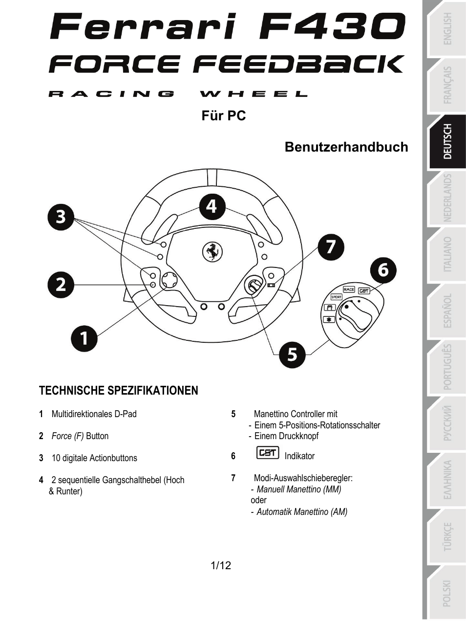 03_deu_ferrari f430 force feedback racing wheel_v4 | Thrustmaster F430 FFB User Manual | Page 26 / 147