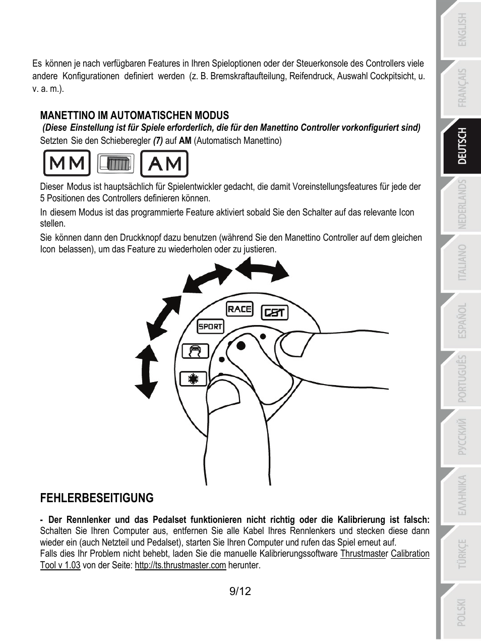 Fehlerbeseitigung | Thrustmaster F430 FFB User Manual | Page 34 / 147