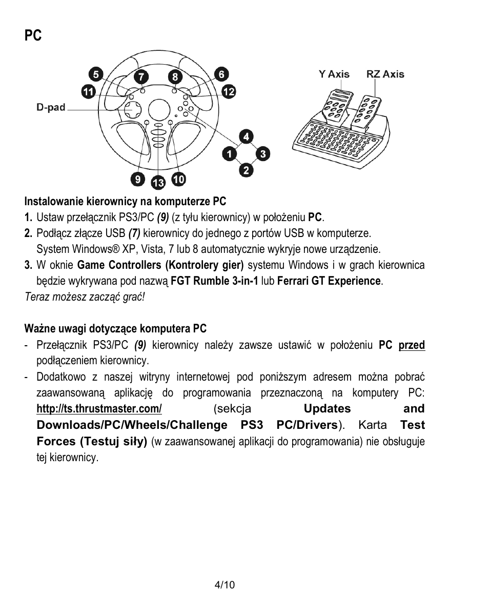 Thrustmaster Ferrari Challenge PC-PS3 User Manual | Page 105 / 121