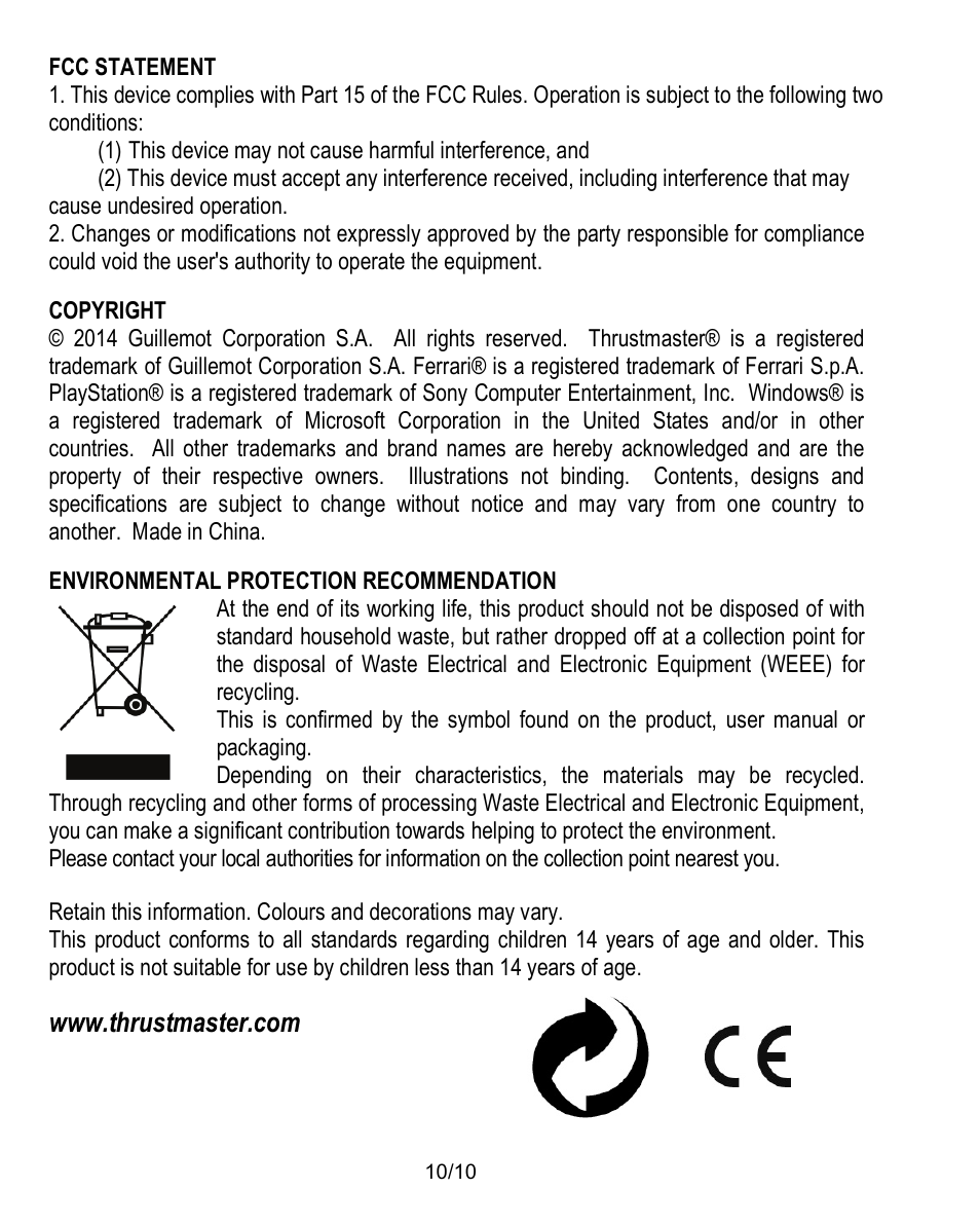 Thrustmaster Ferrari Challenge PC-PS3 User Manual | Page 11 / 121
