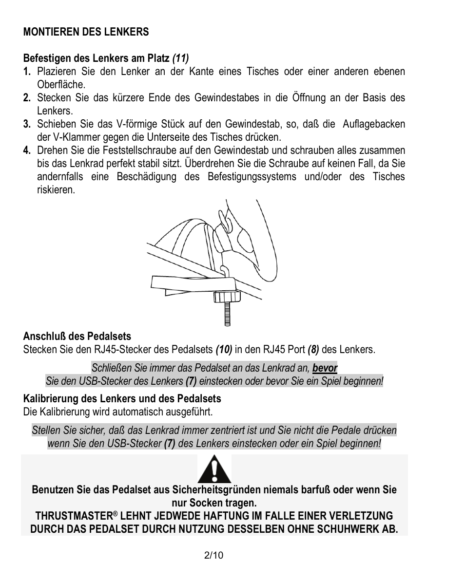 Montieren des lenkers | Thrustmaster Ferrari Challenge PC-PS3 User Manual | Page 23 / 121