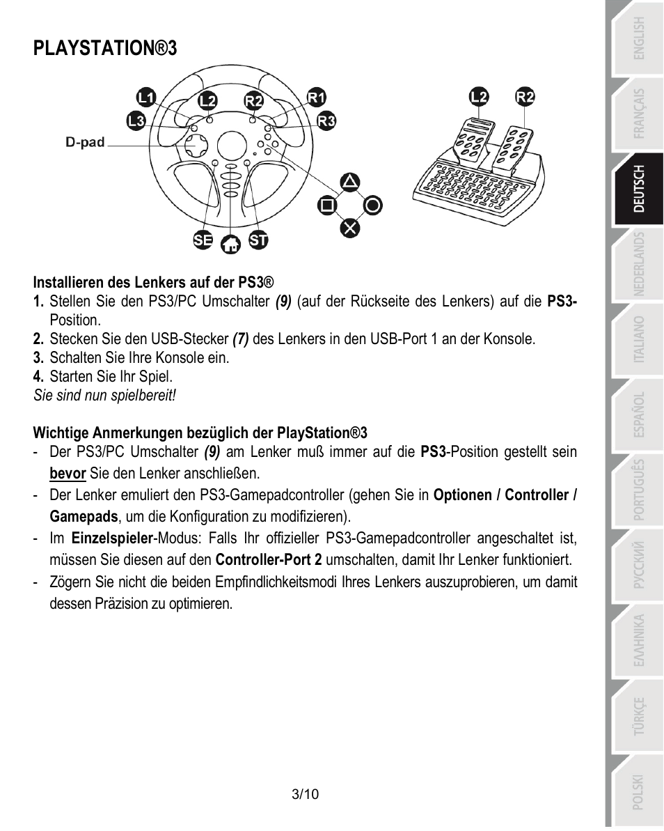 Playstation®3 | Thrustmaster Ferrari Challenge PC-PS3 User Manual | Page 24 / 121