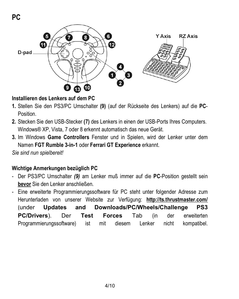 Thrustmaster Ferrari Challenge PC-PS3 User Manual | Page 25 / 121