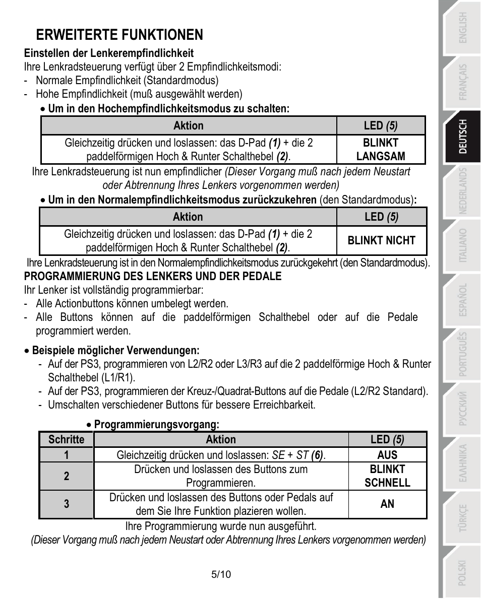 Erweiterte funktionen | Thrustmaster Ferrari Challenge PC-PS3 User Manual | Page 26 / 121