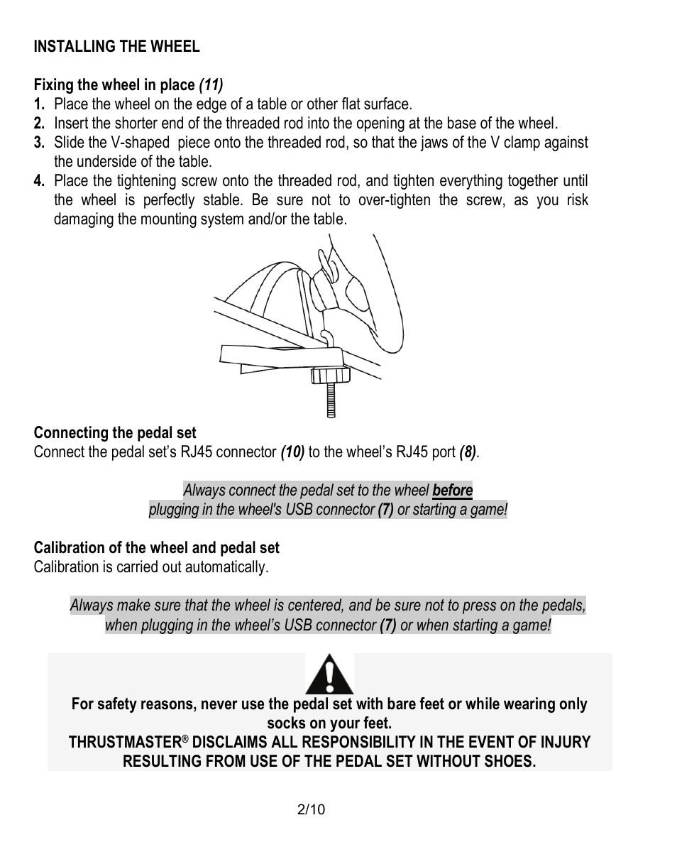 Installing the wheel | Thrustmaster Ferrari Challenge PC-PS3 User Manual | Page 3 / 121