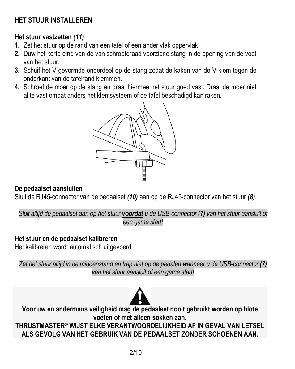 Het stuur installeren | Thrustmaster Ferrari Challenge PC-PS3 User Manual | Page 33 / 121