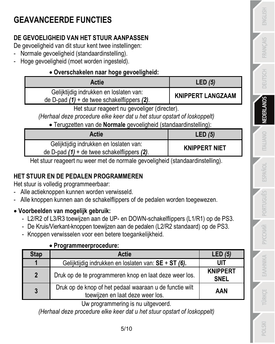Geavanceerde functies | Thrustmaster Ferrari Challenge PC-PS3 User Manual | Page 36 / 121