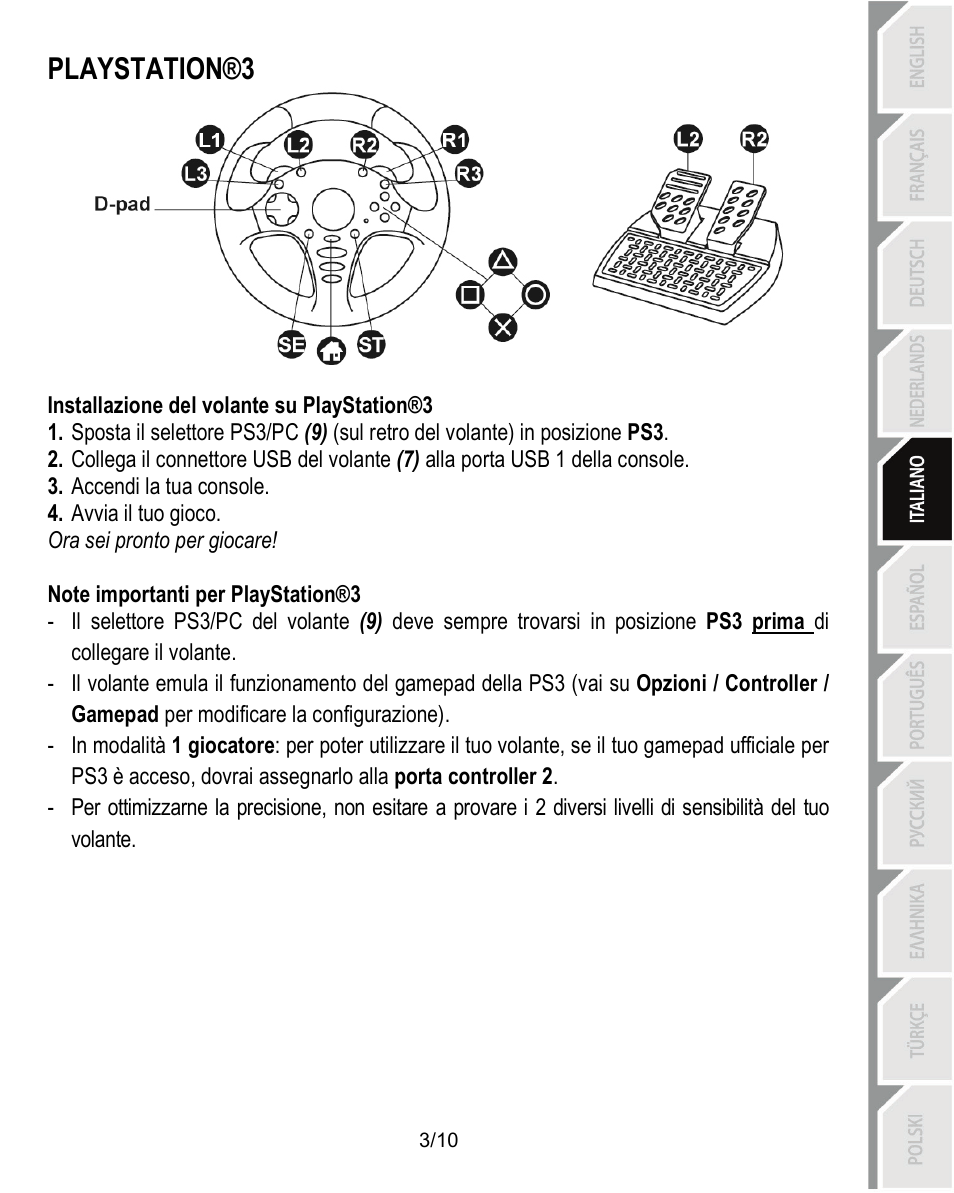 Playstation®3 | Thrustmaster Ferrari Challenge PC-PS3 User Manual | Page 44 / 121