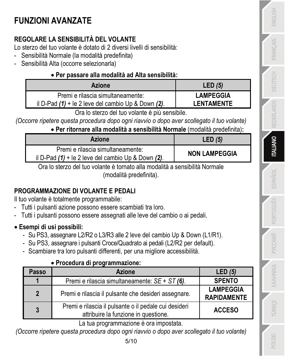 Funzioni avanzate | Thrustmaster Ferrari Challenge PC-PS3 User Manual | Page 46 / 121