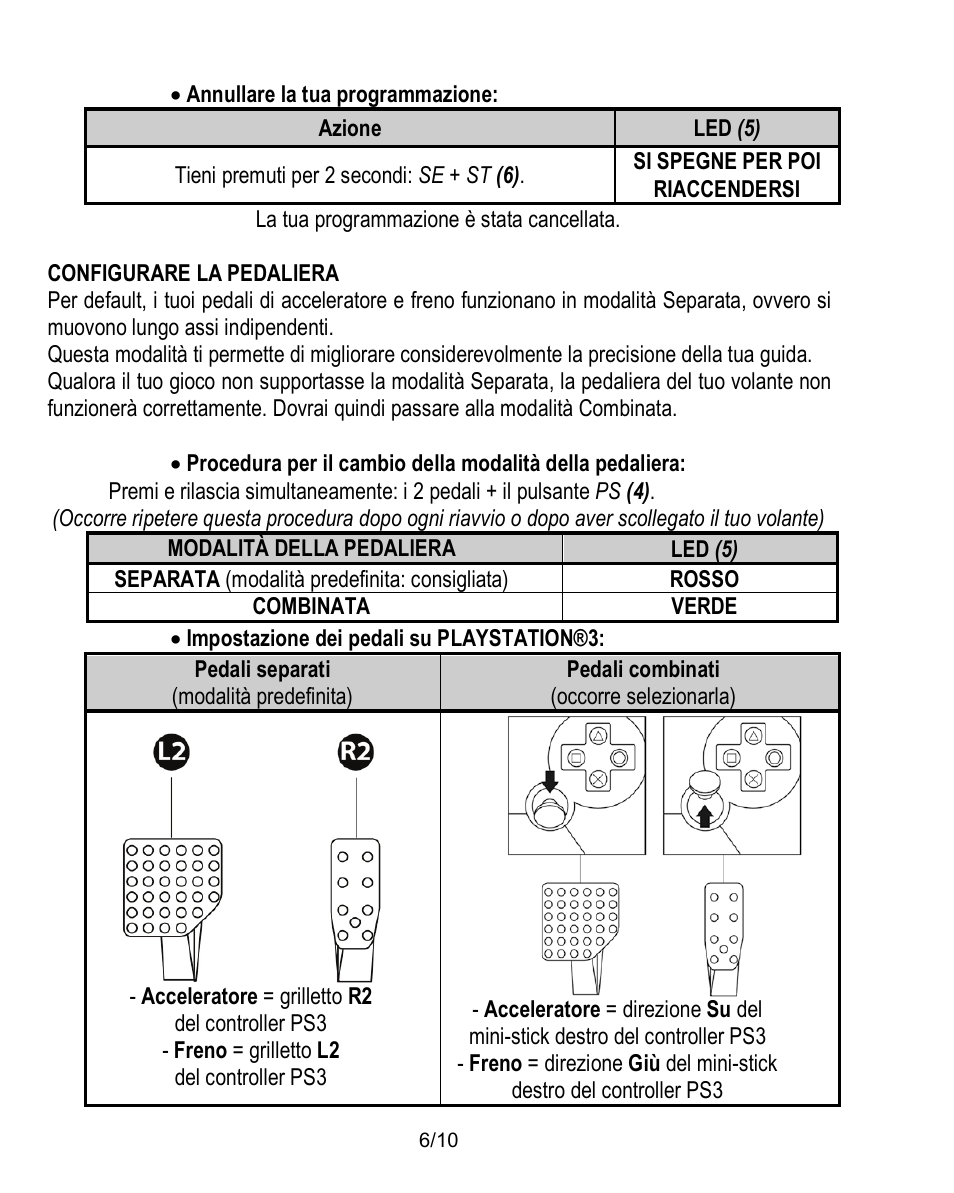 Configurare la pedaliera | Thrustmaster Ferrari Challenge PC-PS3 User Manual | Page 47 / 121