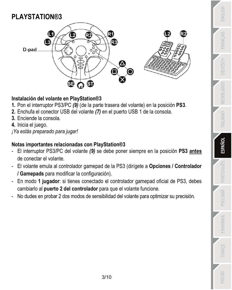Playstation®3 | Thrustmaster Ferrari Challenge PC-PS3 User Manual | Page 54 / 121