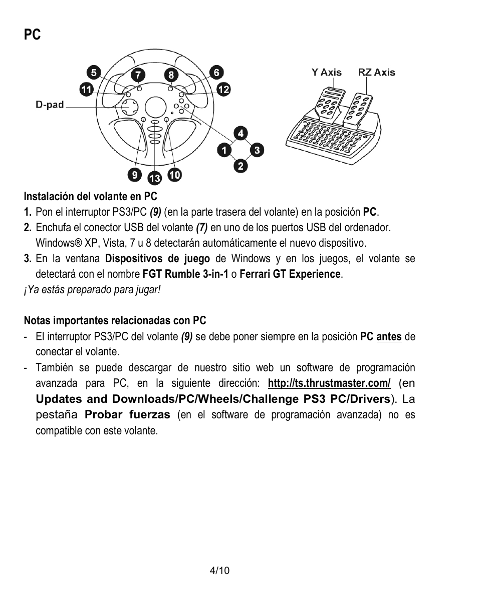 Thrustmaster Ferrari Challenge PC-PS3 User Manual | Page 55 / 121