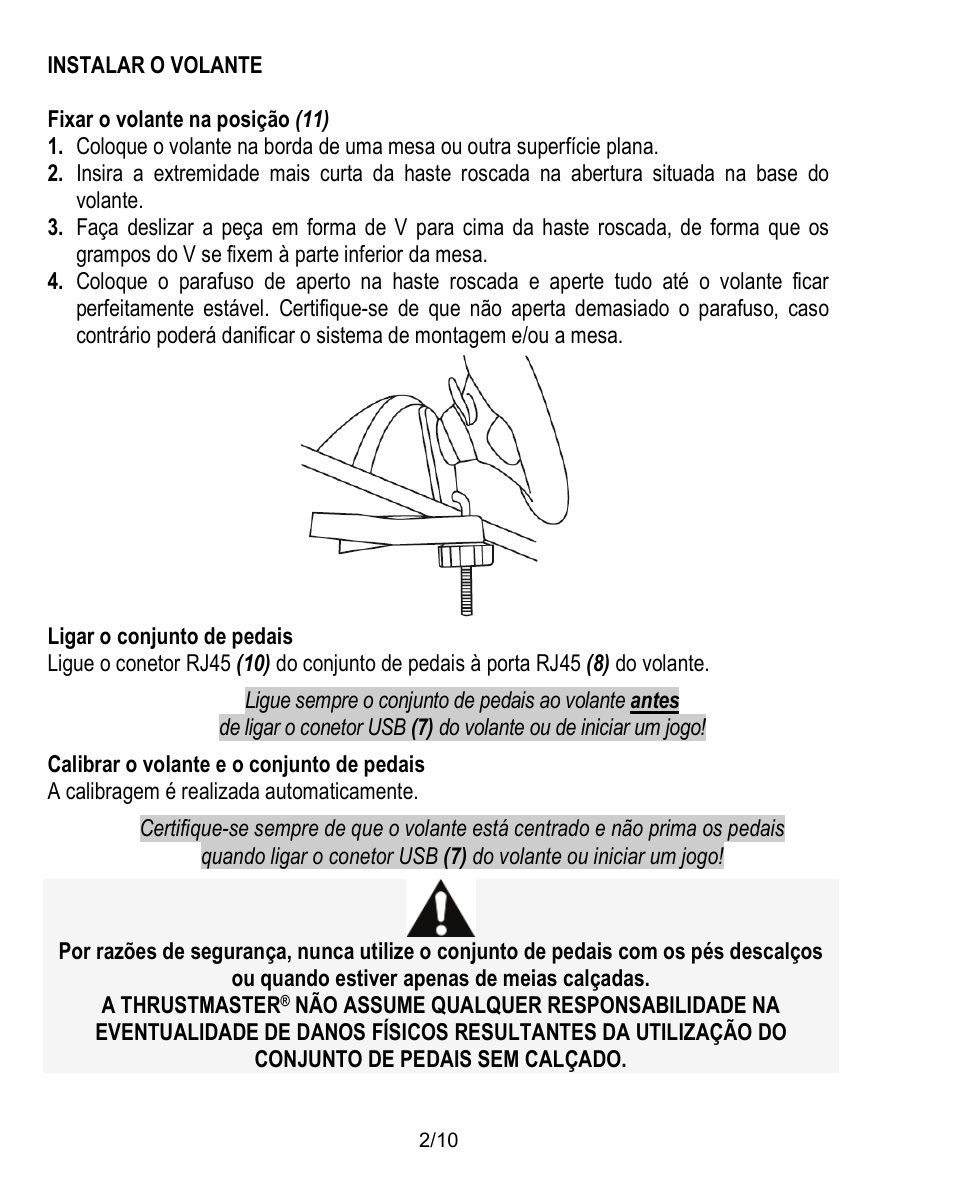 Instalar o volante | Thrustmaster Ferrari Challenge PC-PS3 User Manual | Page 63 / 121