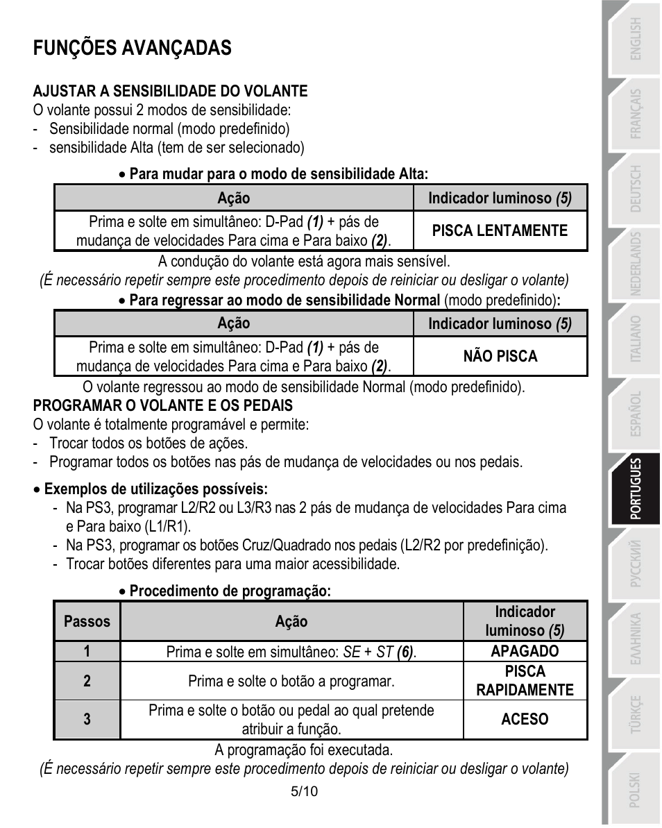 Funções avançadas | Thrustmaster Ferrari Challenge PC-PS3 User Manual | Page 66 / 121