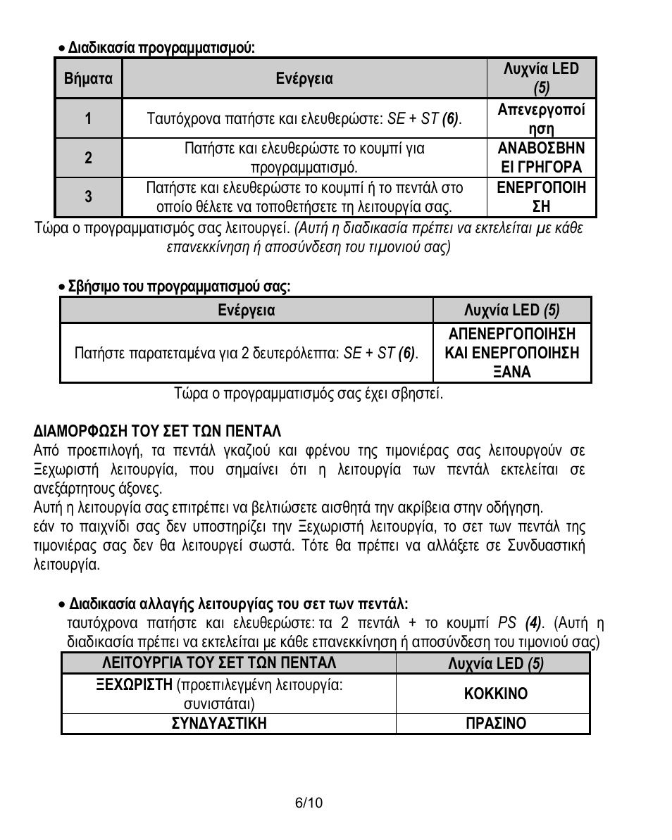 Διαμορφωση του σετ των πενταλ | Thrustmaster Ferrari Challenge PC-PS3 User Manual | Page 87 / 121