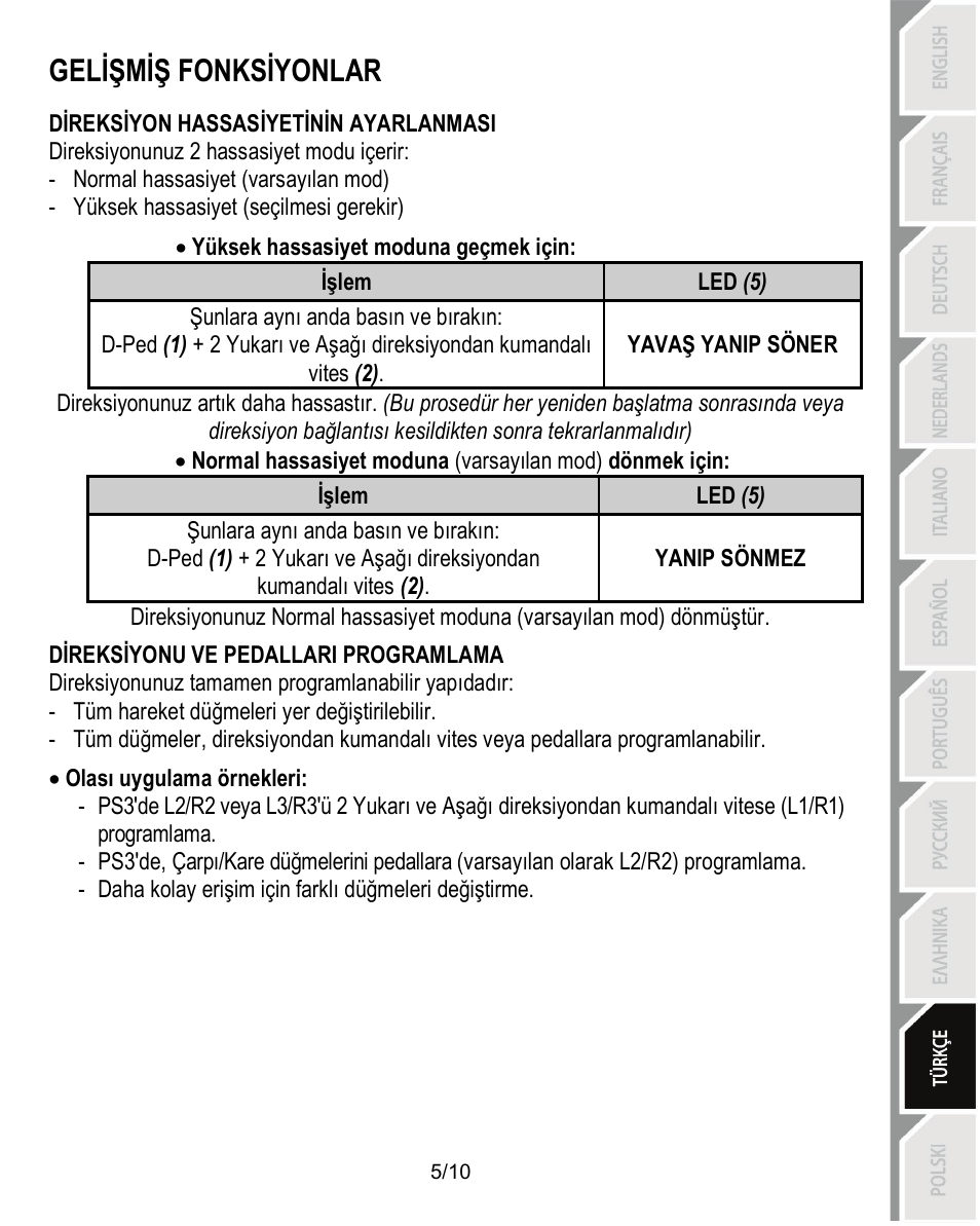Gelişmiş fonksiyonlar | Thrustmaster Ferrari Challenge PC-PS3 User Manual | Page 96 / 121