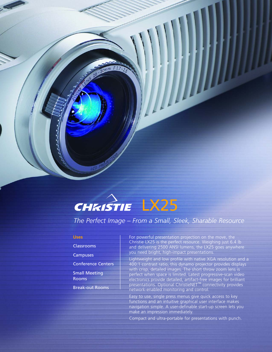 Christie Digital Systems LX25 User Manual | 2 pages