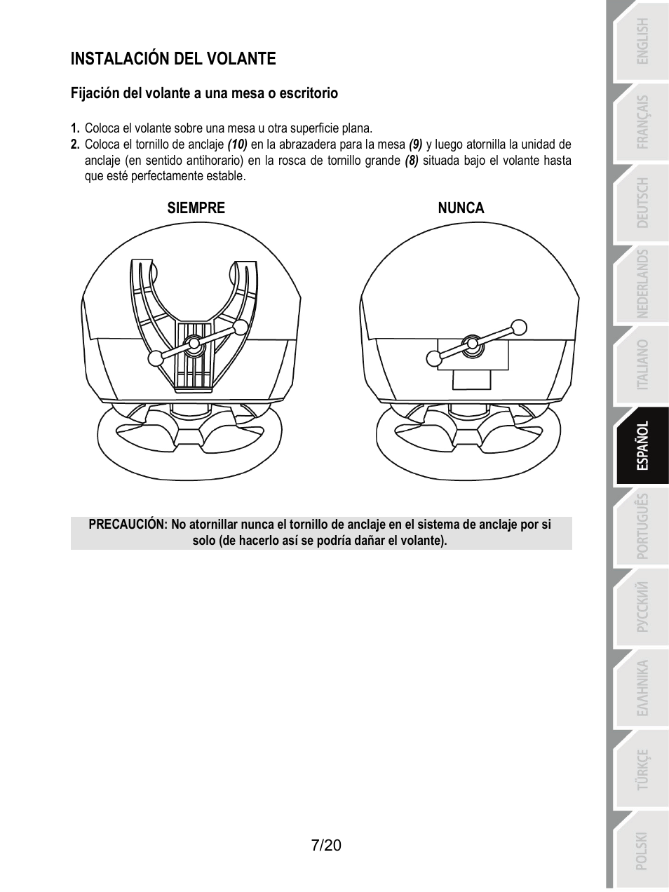 Instalación del volante | Thrustmaster Ferrari F1 RS User Manual | Page 108 / 485