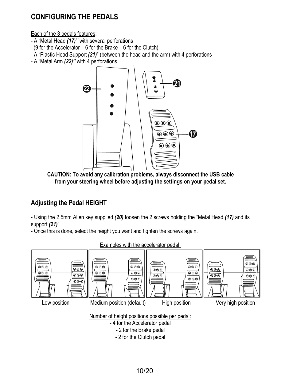 Configuring the pedals | Thrustmaster Ferrari F1 RS User Manual | Page 11 / 485