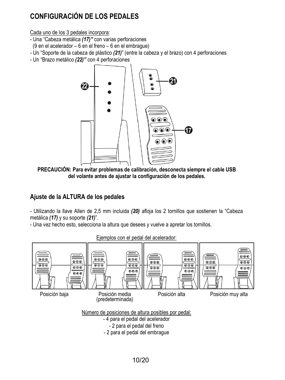 Configuración de los pedales | Thrustmaster Ferrari F1 RS User Manual | Page 111 / 485