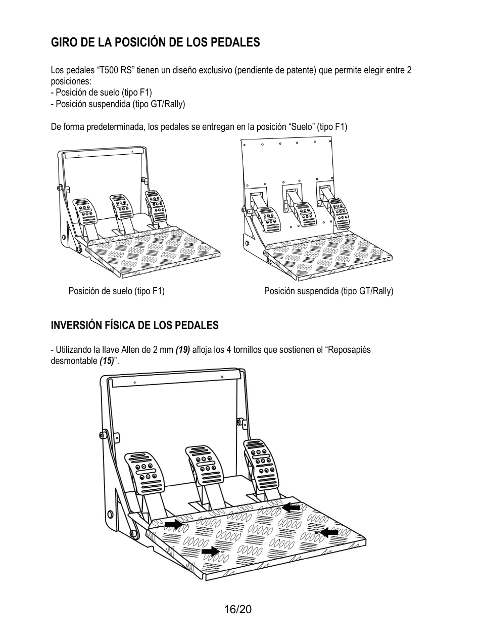 Giro de la posición de los pedales | Thrustmaster Ferrari F1 RS User Manual | Page 117 / 485