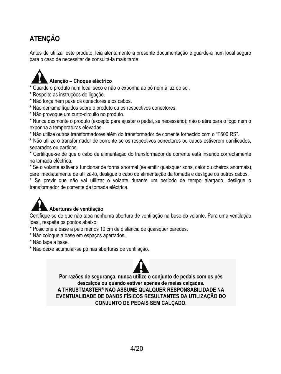 Atenção | Thrustmaster Ferrari F1 RS User Manual | Page 125 / 485