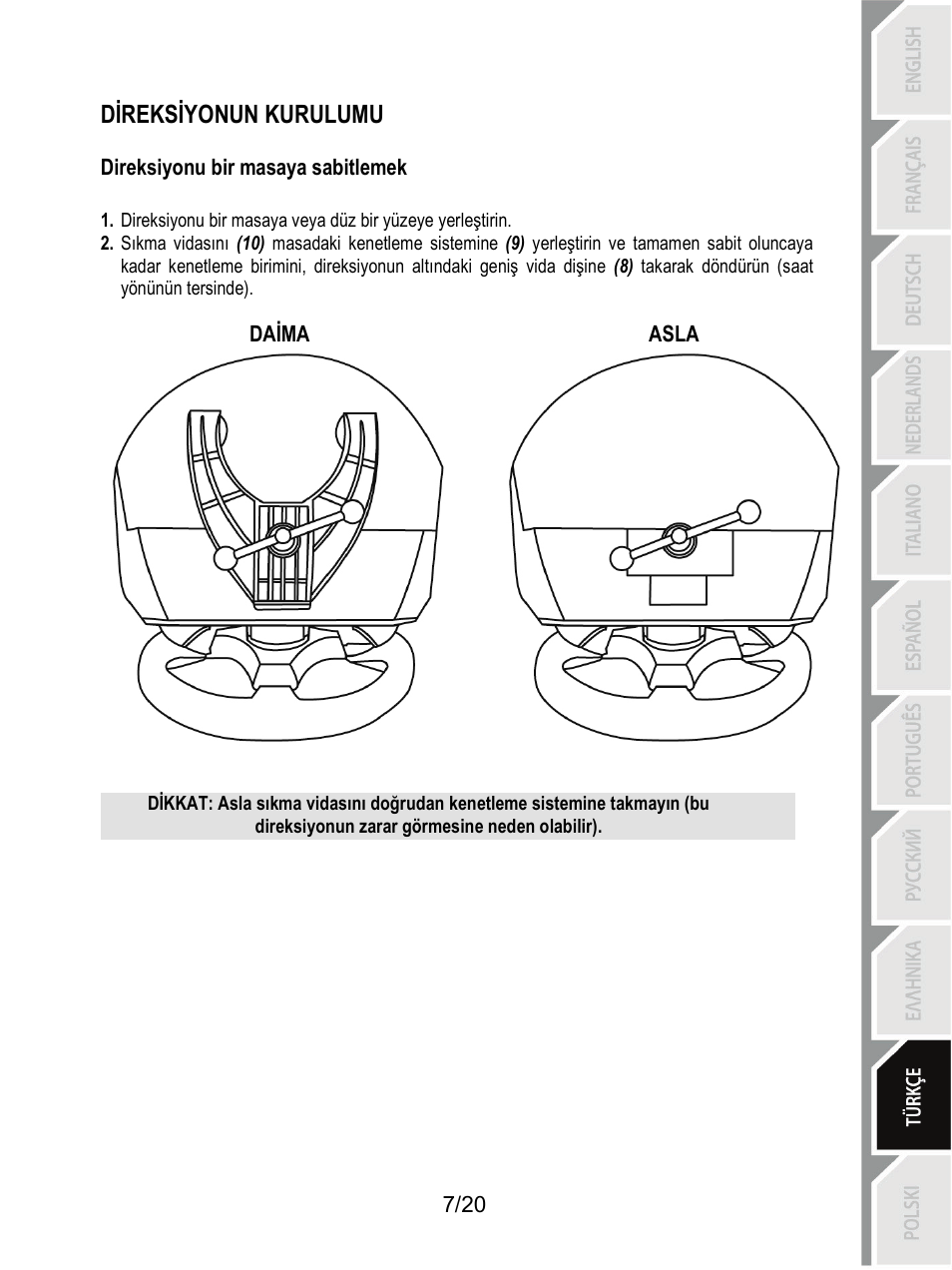 Direksiyonun kurulumu | Thrustmaster Ferrari F1 RS User Manual | Page 188 / 485