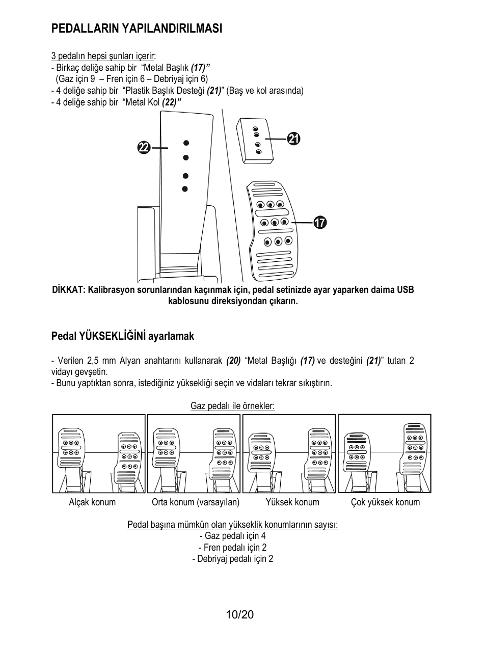 Pedallarin yapilandirilmasi | Thrustmaster Ferrari F1 RS User Manual | Page 191 / 485