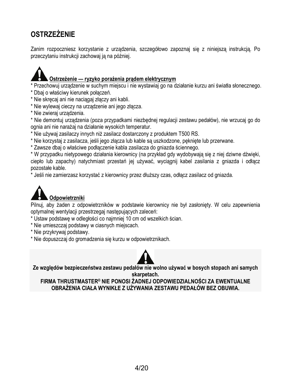 Ostrzeżenie | Thrustmaster Ferrari F1 RS User Manual | Page 205 / 485