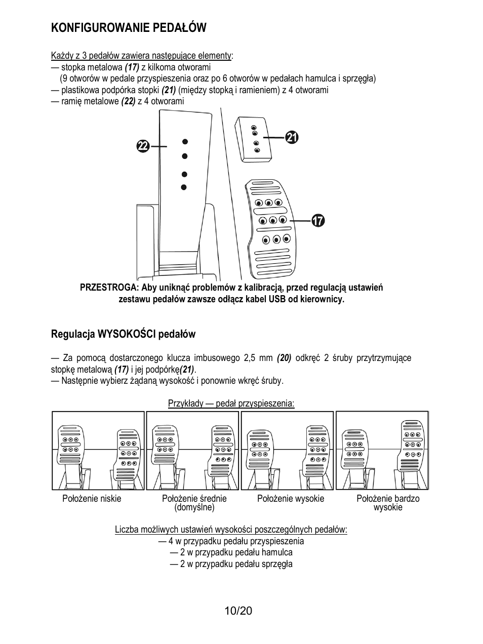 Konfigurowanie pedałów | Thrustmaster Ferrari F1 RS User Manual | Page 211 / 485