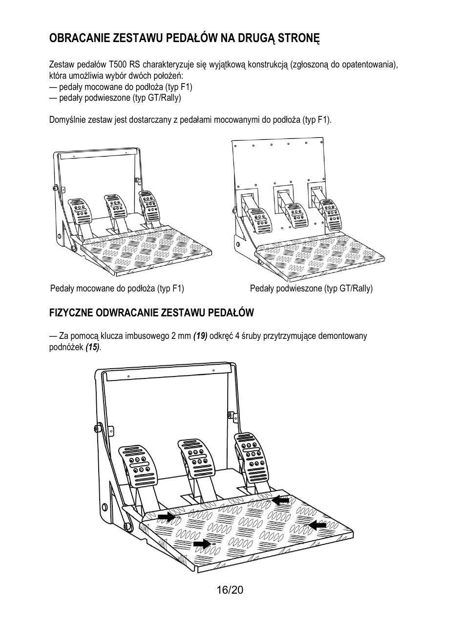 Obracanie zestawu pedałów na drugą stronę | Thrustmaster Ferrari F1 RS User Manual | Page 217 / 485