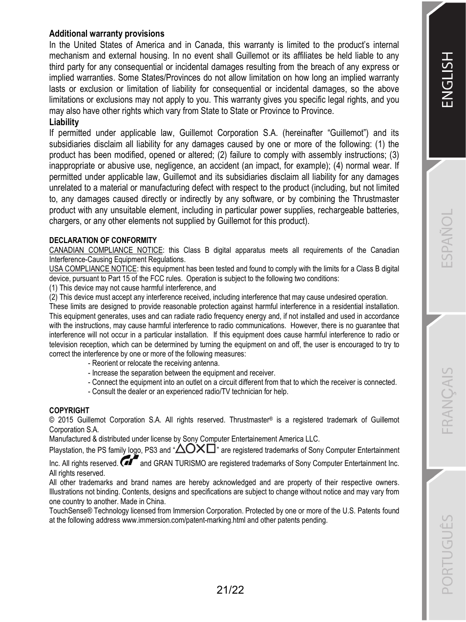 Thrustmaster Ferrari F1 RS User Manual | Page 262 / 485