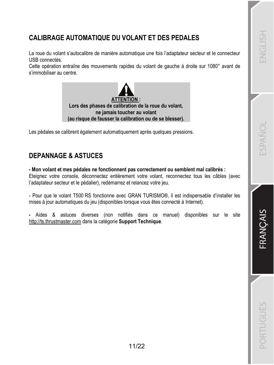 Calibrage automatique du volant et des pedales, Depannage & astuces | Thrustmaster Ferrari F1 RS User Manual | Page 274 / 485