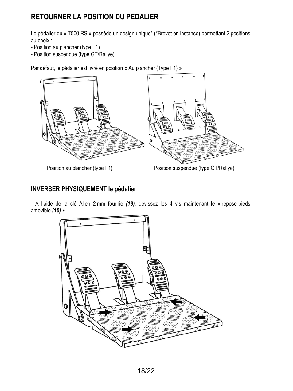 Retourner la position du pedalier | Thrustmaster Ferrari F1 RS User Manual | Page 281 / 485