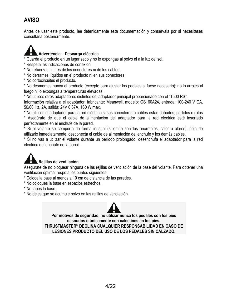 Aviso | Thrustmaster Ferrari F1 RS User Manual | Page 289 / 485