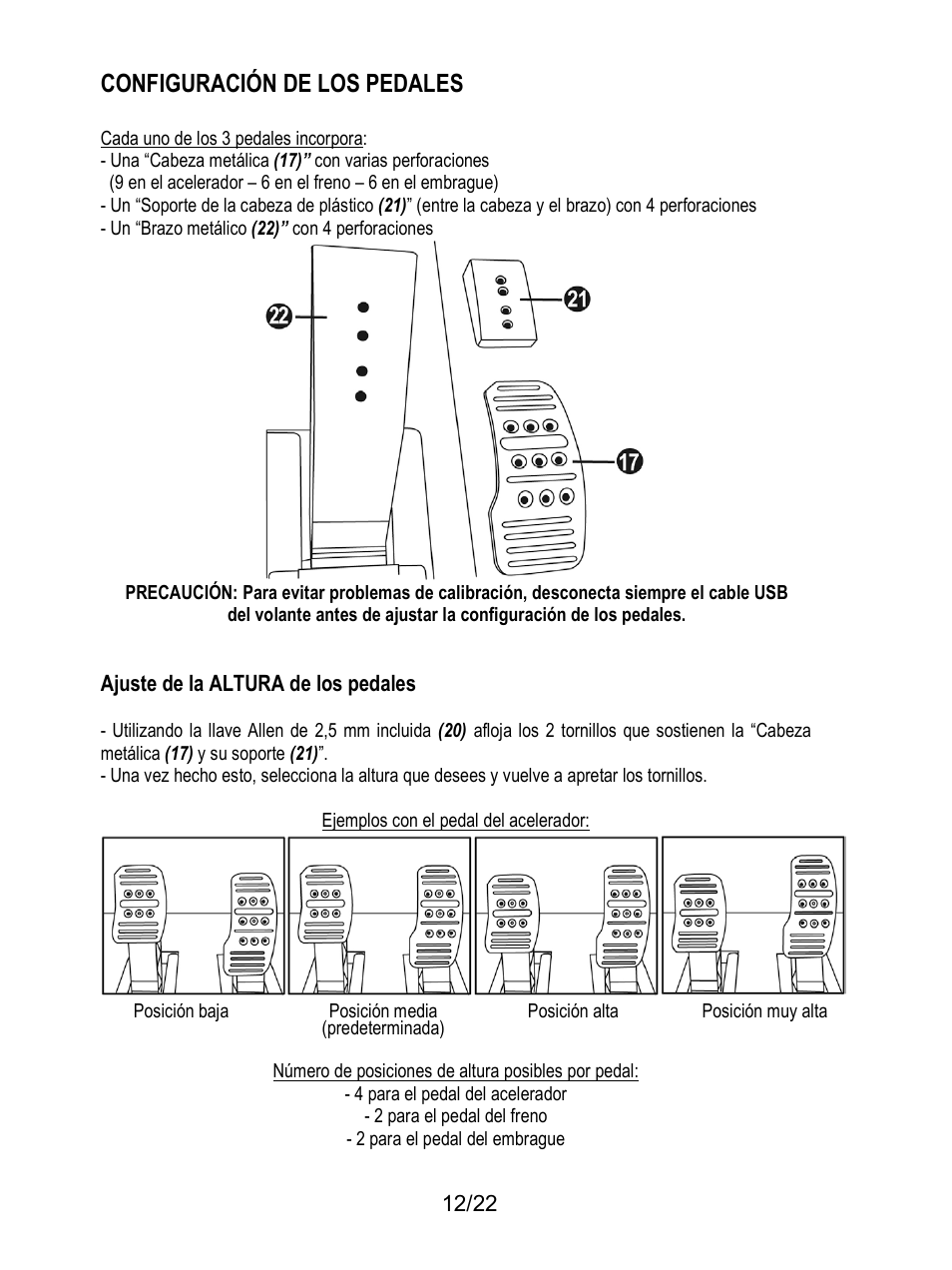 Configuración de los pedales | Thrustmaster Ferrari F1 RS User Manual | Page 297 / 485