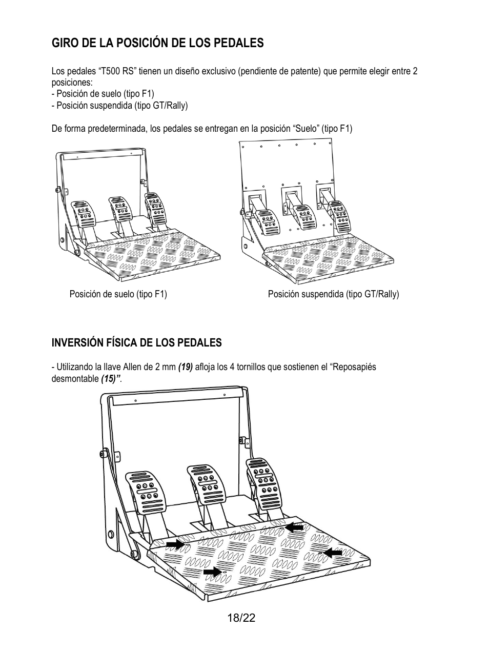 Giro de la posición de los pedales | Thrustmaster Ferrari F1 RS User Manual | Page 303 / 485