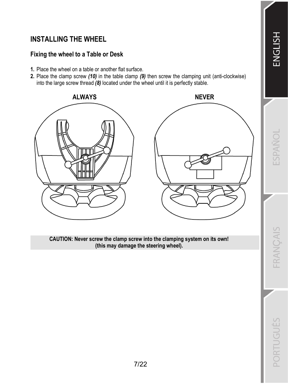 Installing the wheel | Thrustmaster Ferrari F1 RS User Manual | Page 314 / 485